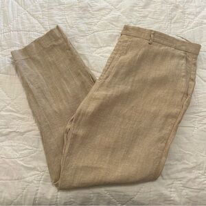 Joseph Abboud Pants Mens 42X32 Tan 100% Linen Coastal Beachy Quiet Luxury